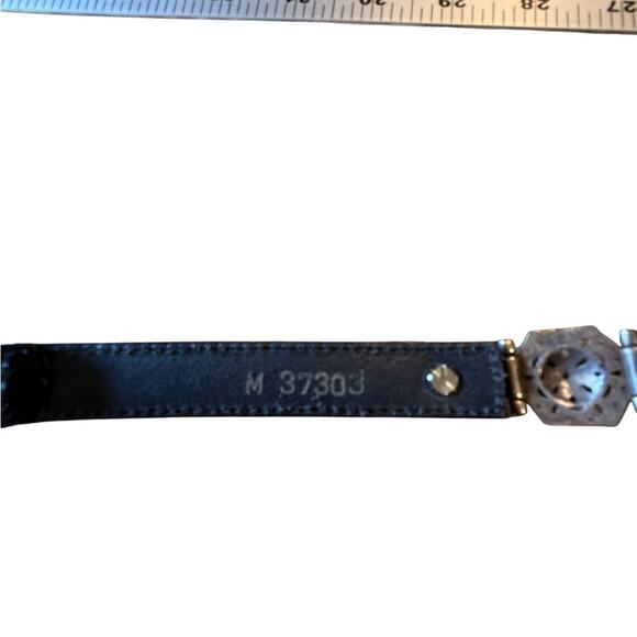 Brighton Vintage Black Leather Belt with Silver Buckle and Trim Medium main image 9